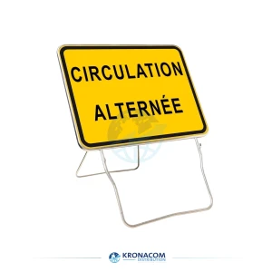 Panneau temporaire KC1 800x600 Classe 1 ''Circulation alternée'' sur pied lyonnais